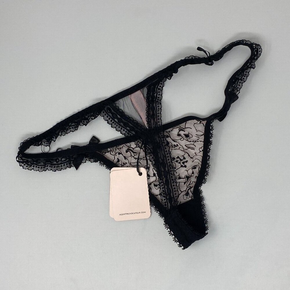 Agent Provocateur Ayda Pink Black Thong NWT - Picture 5 of 8